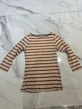 Zara Striped Organic Cotton Top in Blush and Taupe